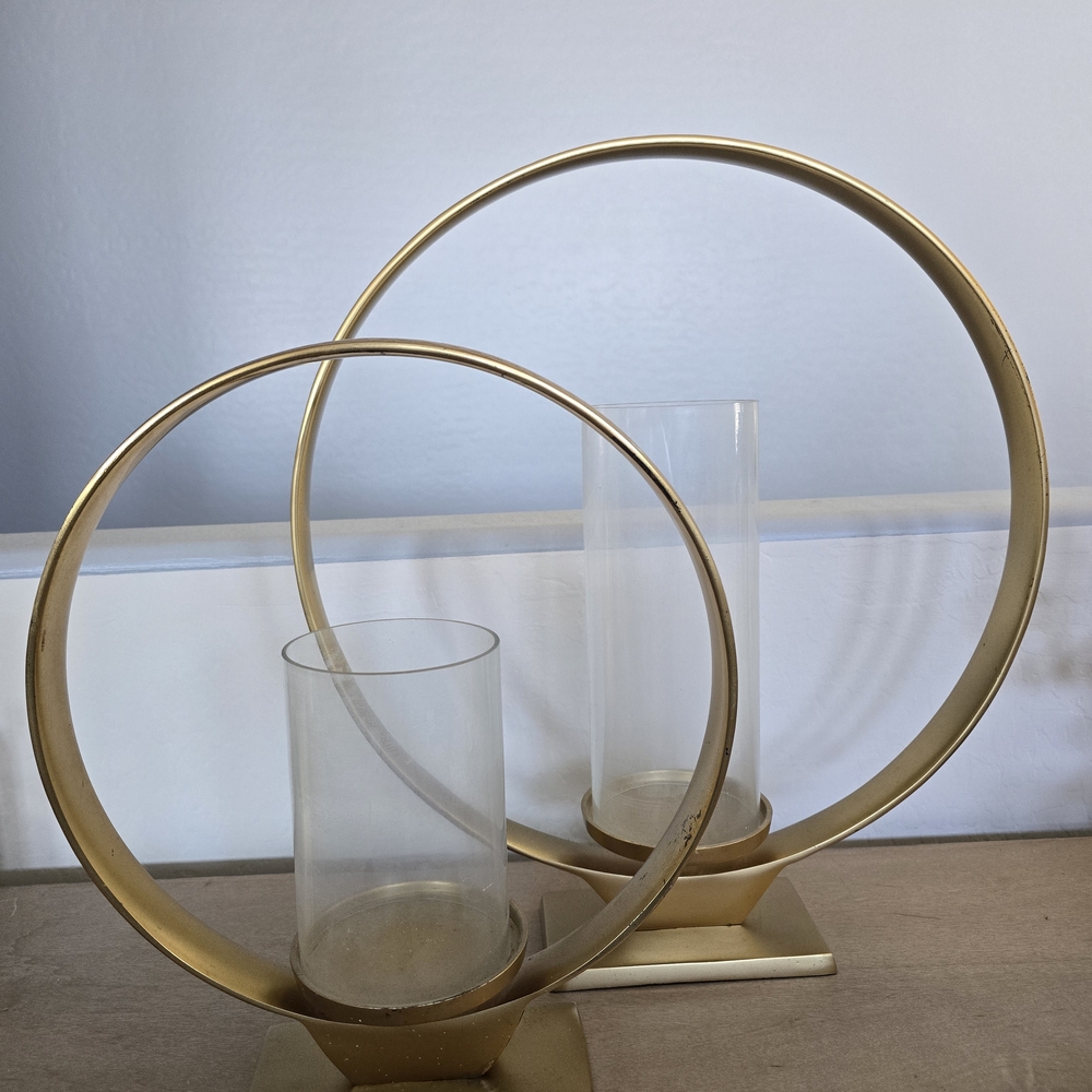 Z Gallerie Gold Circular Candle Holders